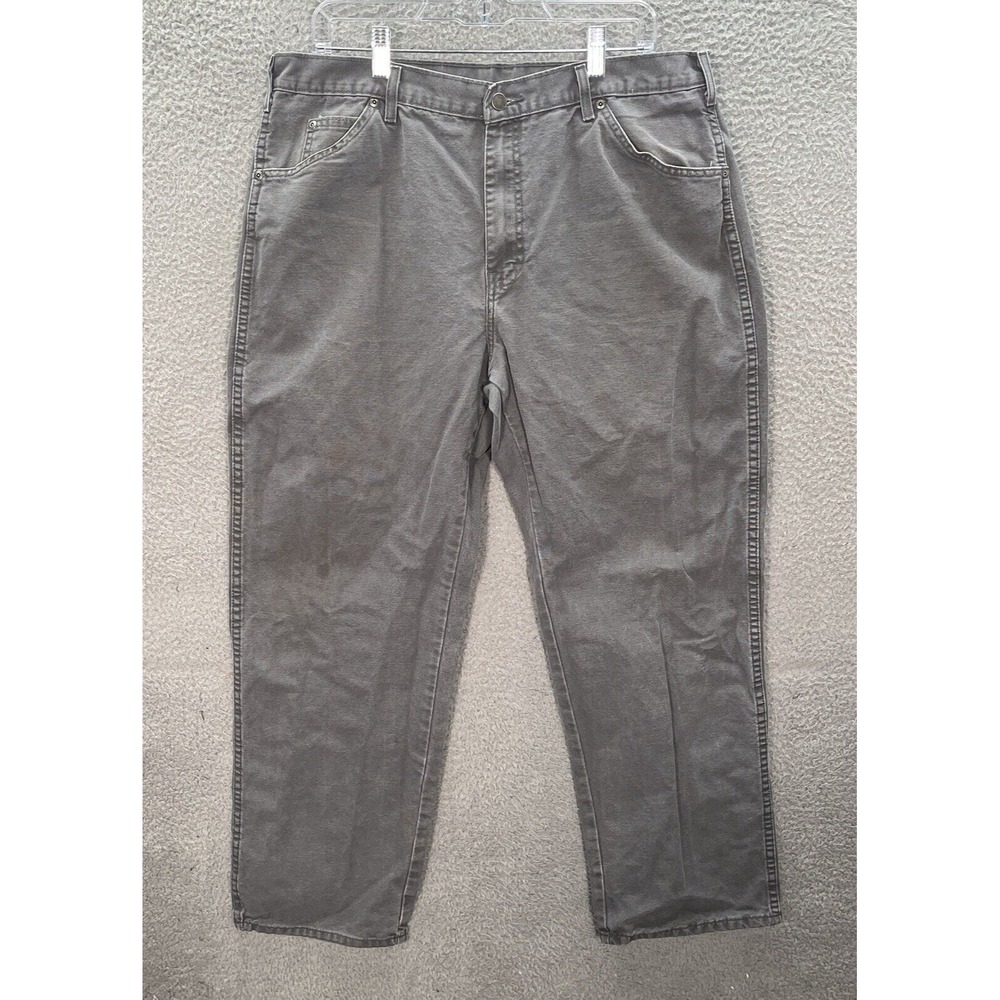 Dickies Pants Mens 36x30 Gray Duck Canvas Workwear Chore‎ Barn Grunge Skater *